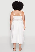 Womens Plus Size Almost Famous Crochet Empire Waist Midi Dress, White, Size 2X