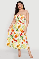 Womens Plus Almost Famous Assorted Fruit Sleeveless Sundress, Multi,