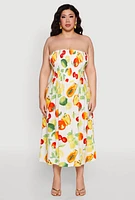 Womens Plus Almost Famous Assorted Fruit Sleeveless Sundress, Multi,