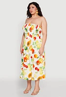 Womens Plus Almost Famous Assorted Fruit Sleeveless Sundress, Multi,