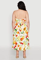 Womens Plus Almost Famous Assorted Fruit Sleeveless Sundress, Multi,