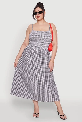 Womens Plus Almost Famous Cut Out Back Gingham Dress,