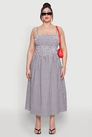 Womens Plus Almost Famous Cut Out Back Gingham Dress,