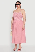 Womens Plus Size Almost Famous Cut Out Back Gingham Dress, Red, Size 3X
