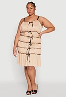 Womens Plus Almost Famous Bow Contrast Tiered Dress,