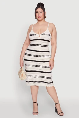 Womens Plus Size Almost Famous Striped Midi Dress, Multi, Size 3X