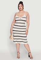 Womens Plus Size Almost Famous Striped Midi Dress, Multi, Size 3X