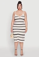 Womens Plus Size Almost Famous Striped Midi Dress, Multi, Size 3X