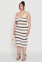 Womens Plus Size Almost Famous Striped Midi Dress, Multi, Size 3X