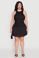 Womens Plus Size Almost Famous Nylon Bubble Dress, Black, Size 1X