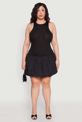 Womens Plus Size Almost Famous Nylon Bubble Dress, Black, Size 2X