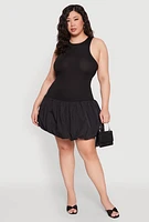 Womens Plus Size Almost Famous Nylon Bubble Dress, Black, Size 1X