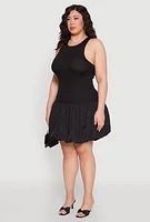 Womens Plus Size Almost Famous Nylon Bubble Dress, Black, Size 1X