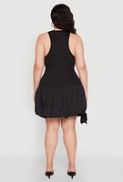 Womens Plus Size Almost Famous Nylon Bubble Dress, Black, Size 1X