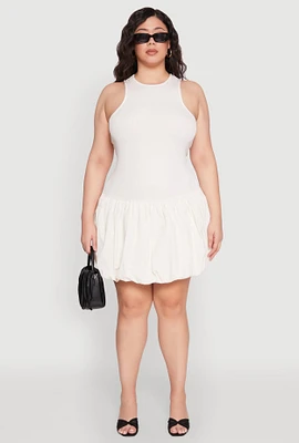 Womens Plus Size Almost Famous Nylon Bubble Dress, White, Size 2X