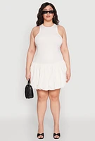 Womens Plus Size Almost Famous Nylon Bubble Dress, White, Size 2X
