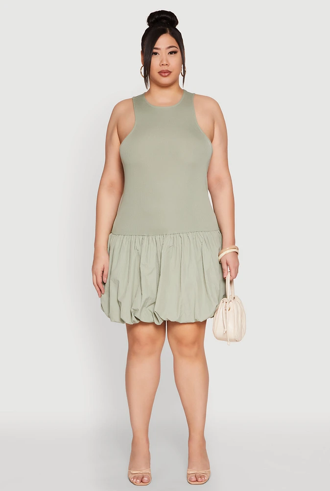 Womens Plus Almost Famous Nylon Bubble Dress,