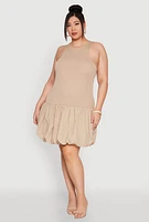 Womens Plus Size Almost Famous Nylon Bubble Dress, Beige, Size 3X