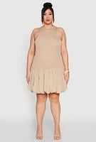 Womens Plus Size Almost Famous Nylon Bubble Dress, Beige, Size 3X