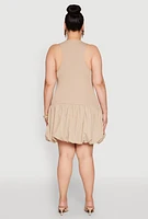 Womens Plus Size Almost Famous Nylon Bubble Dress, Beige, Size 3X
