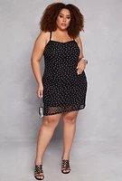 Womens Plus Almost Famous Lace Detail Patterned Cami Dress,