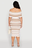 Womens Plus Almost Famous Off the Shoulder Striped Dress, Multi,