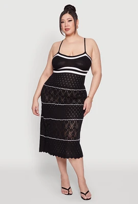Womens Plus Size Almost Famous Contrast Trim Midi Dress, Black, Size 1X