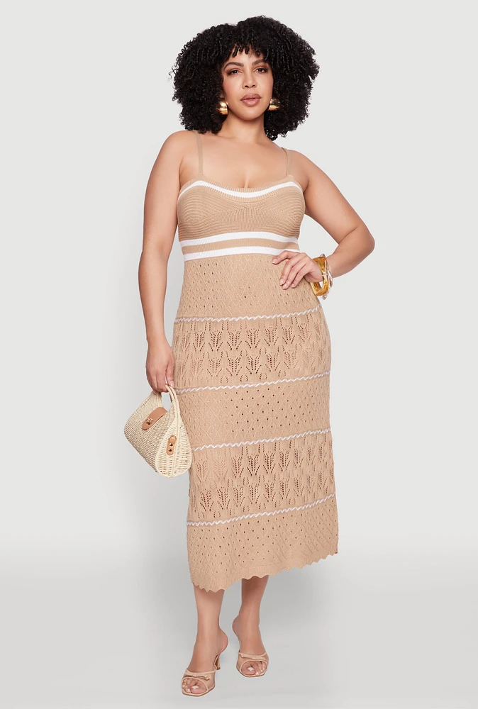 Womens Plus Almost Famous Contrast Trim Midi Dress,