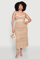 Womens Plus Size Almost Famous Contrast Trim Midi Dress, Beige, Size 2X