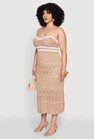 Womens Plus Size Almost Famous Contrast Trim Midi Dress, Beige, Size 2X