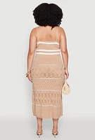 Womens Plus Size Almost Famous Contrast Trim Midi Dress, Beige, Size 2X