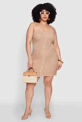 Womens Plus Size Almost Famous Tie Strap Mini Dress, Beige, Size 3X