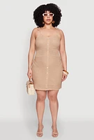 Womens Plus Size Almost Famous Tie Strap Mini Dress, Beige, Size 3X