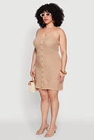 Womens Plus Size Almost Famous Tie Strap Mini Dress, Beige, Size 3X