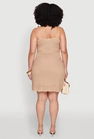 Womens Plus Size Almost Famous Tie Strap Mini Dress, Beige, Size 3X