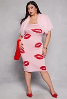 Womens Plus Size Spoon Jeans Solid Faux Fur Bolero, Pink, Size 2X