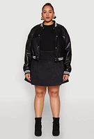 Womens Plus Daisy Faux Leather Varsity Jacket,