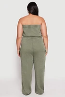 Womens Plus Mineral Wash Cargo Pocket Jumpsuit,