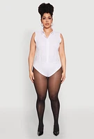 Womens Plus Size Daisy Sleeveless Button Front Bodysuit, White, Size 2X