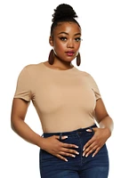 Womens Plus Daisy Double Layer Crew Neck Bodysuit, 3X