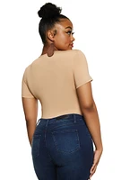 Womens Plus Daisy Double Layer Crew Neck Bodysuit, 3X