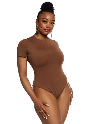 Womens Plus Daisy Double Layer Crew Neck Bodysuit,