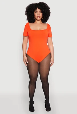 Womens Plus Seamless Square Neck Bodysuit, 1X-2X
