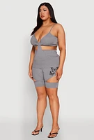 Womens Plus Size Cut Out Cami, Grey, Size 2X