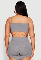 Womens Plus Size Cut Out Cami, Grey, Size 2X