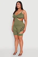 Womens Plus Size Cut Out Cami, Green, Size 2X
