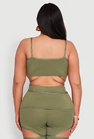 Womens Plus Size Cut Out Cami, Green, Size 2X