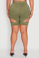 Womens Plus Butterfly Cut Out Biker Shorts,