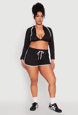 Womens Plus Contrast Trim Dolphin Shorts,