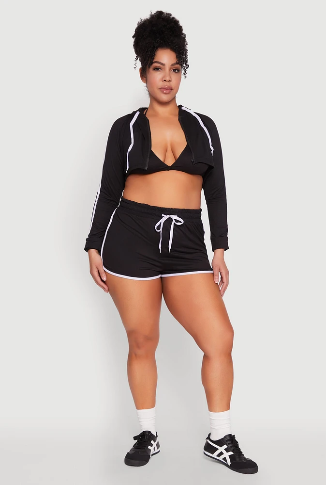 Womens Plus Contrast Trim Dolphin Shorts, 3X